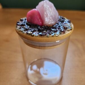 Handmade Decorative Glass Jar with Crystal Lid